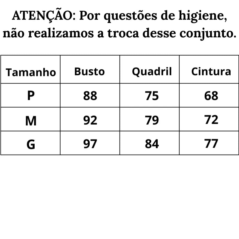 Tabela de Medidas Maiô Degradê Tropical Sunset do P ao G