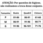 Tabela de Medidas Maiô Glitter Premium Degradê Tropical do P ao G