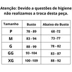 Tabela de Medidas Sutiã Rendado Sensual Meia-Taça do P ao XG