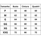 Tabela de Tamanho Body Modelador Feminino Lipocurve do P ao XXG