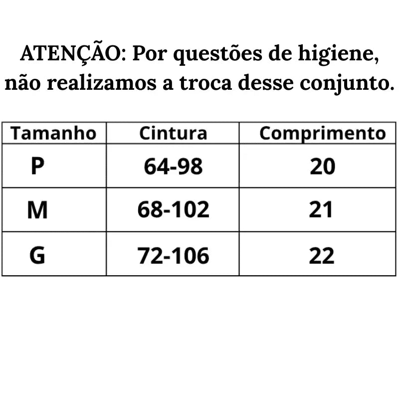  Tabela de Tamanhos Calcinha Sensual Dominique do P ao G