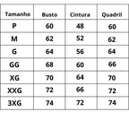 Tabela de Tamanhos Macaquinho Modelador Supreme Elegance do P ao 3XG