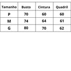 Tabela de Tamanhos Saída de Praia Luna Artesanal do P ao G