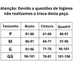 Tabela de medidas Biquíni Premium Versátil do P ao GG