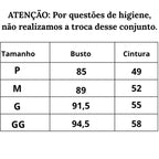Tabela de medidas Conjunto 4 Peças Noite sublime do P ao GG