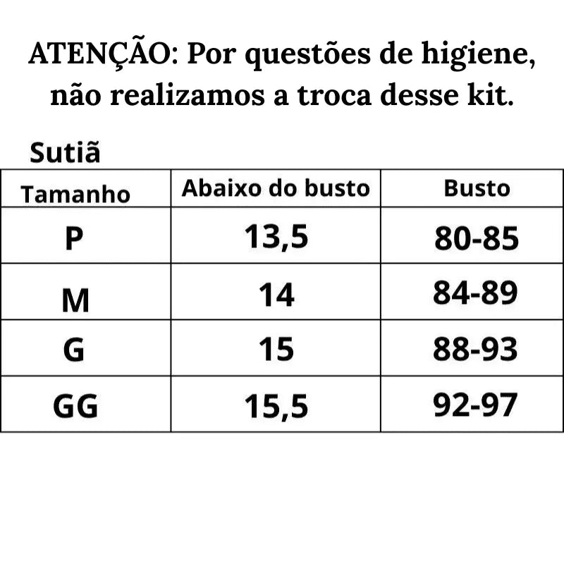 Tabela_de_medidas Sutiã do P ao GG