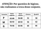Tabela de medidas Lingerie Laço Delicado P ao G