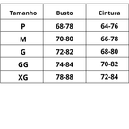 Tabela de medidas Maiô Cavado Sensual Divine do P ao XG