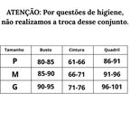 Tabela de medidas Maiô Dual Onça do P o G