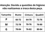 Tabela de medidas Maiô Luxe Shape do P ao G
