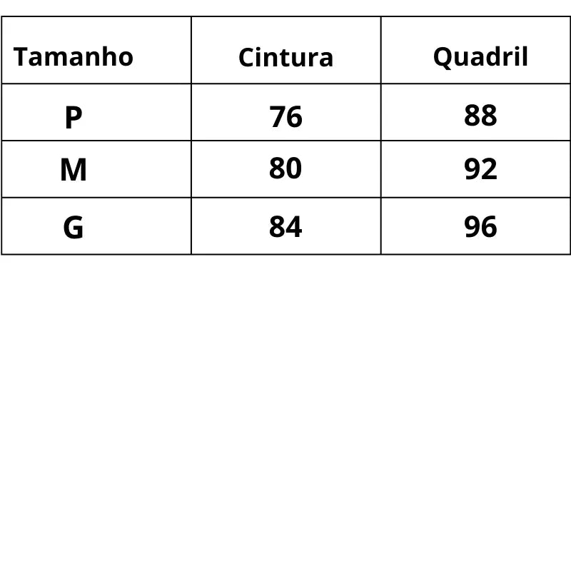 Tabela de medidas Saída de Praia Deusa Luxo do P ao G 