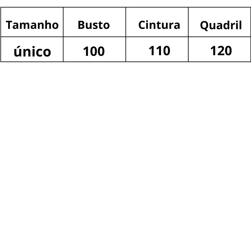 Tabela de medidas Saída de Praia em Crochê Encanto Tropical tamanho único